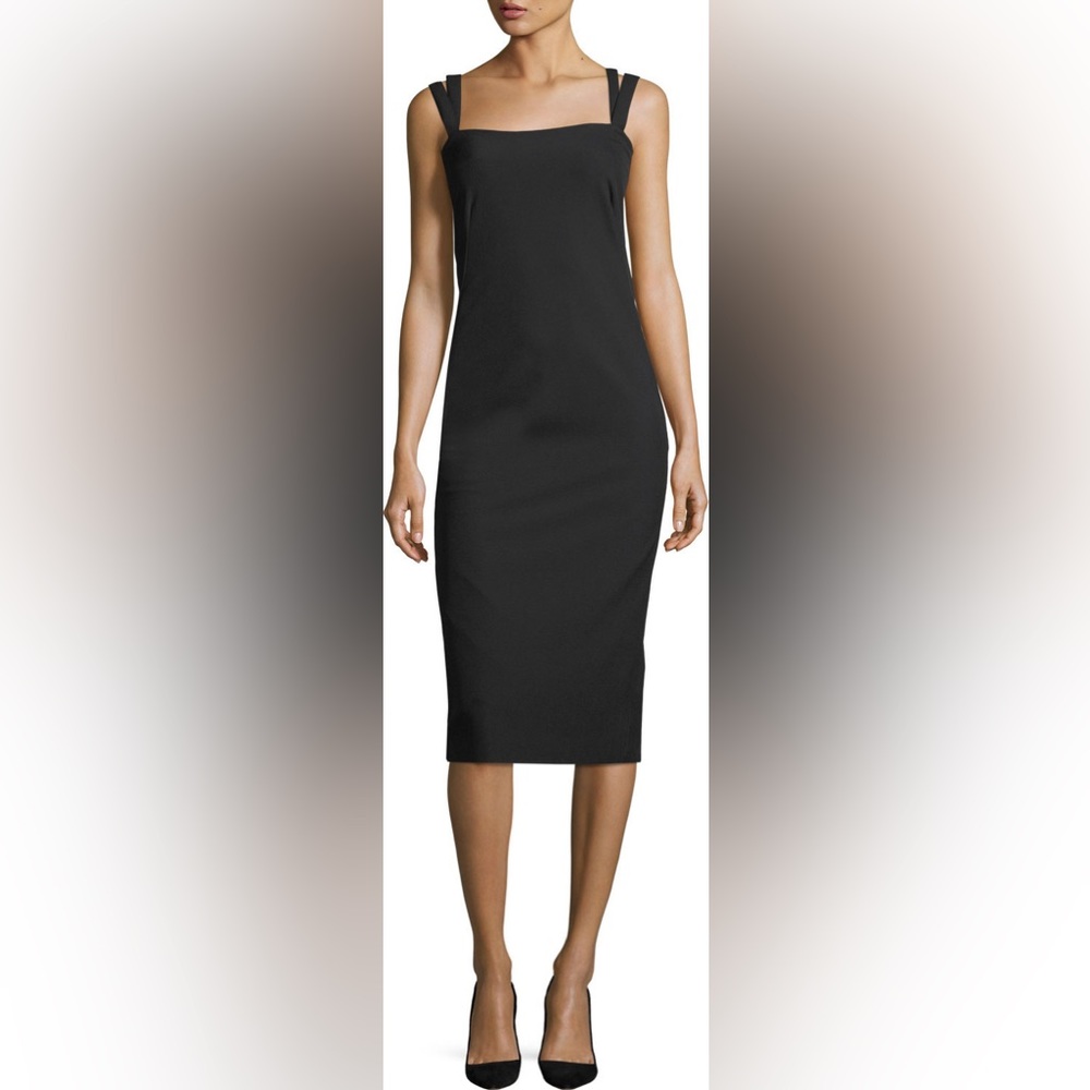 Theory Black Perfect Sheath Sleeveless Midi Dress